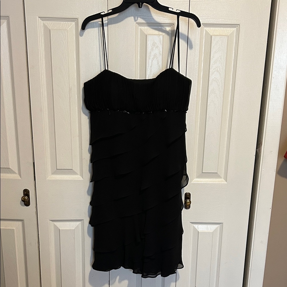 S.L. Fashions Elegant Black Layered Mini Dress